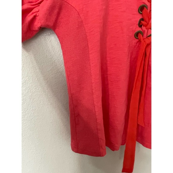 Umgee A4123 Pink Lace Up Ruffle Sleeve Blouse Size Large - Picture 5 of 7